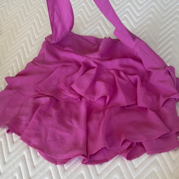 Express Asymmetrical Fuchsia Ruffle Skirt - Picture 2 of 4